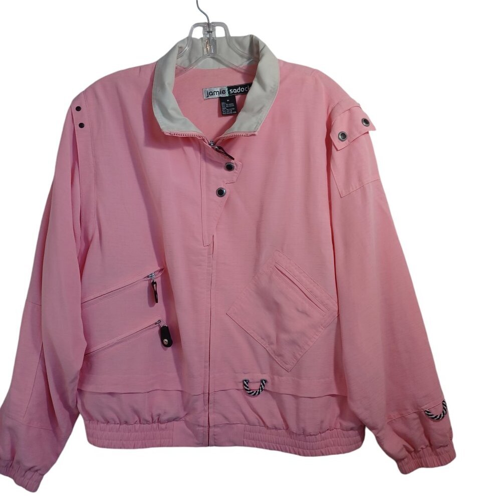 Jamie Sadock Pink Utility Active Jacket Womens Medium‎ Multi Pocket Grommet Zip